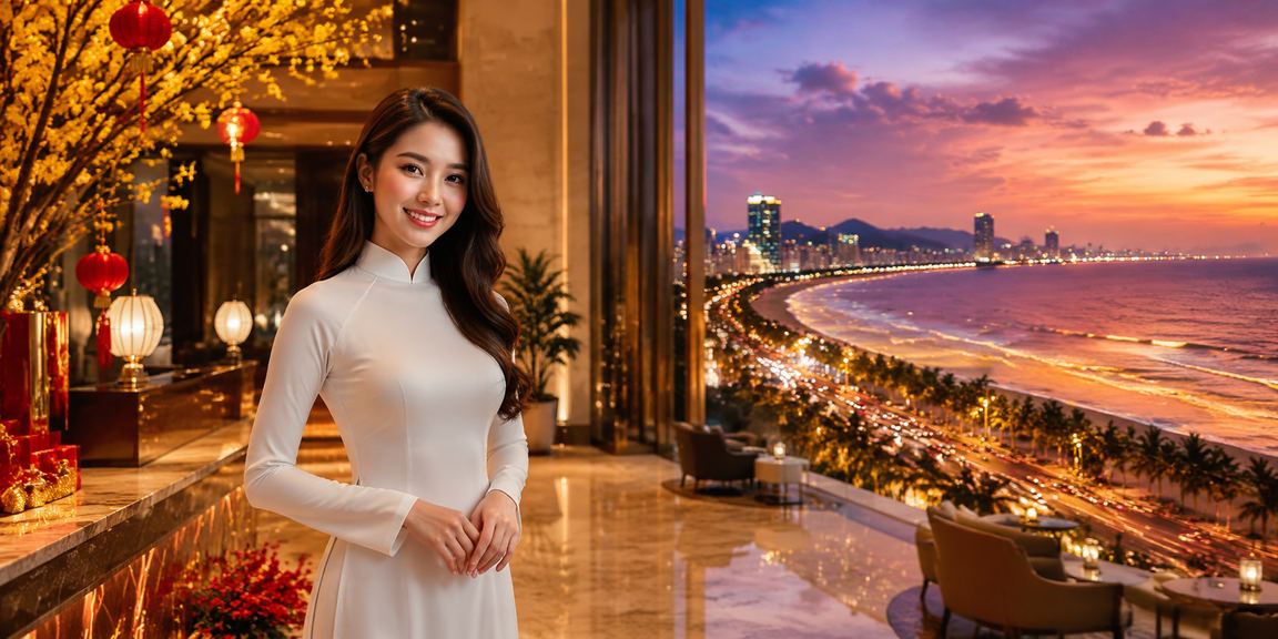 Người phụ nữ mặc áo dài tại Đà Nẵng tham gia cược trực tuyến bên bờ biển